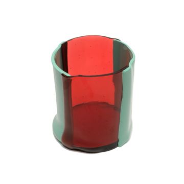 Four Lines Vase - Clear Fuchsia And Matt Mint by corsi design