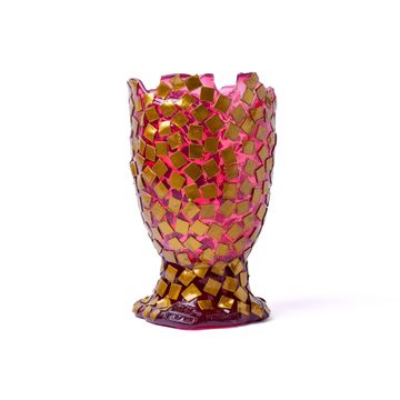 Rock Vase L - Clear Light Fuchsia, Gold by corsi design
