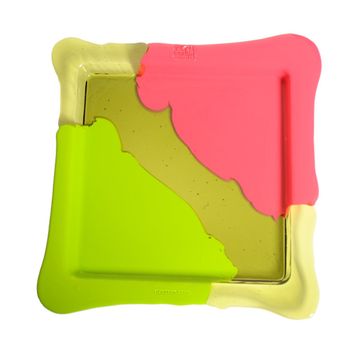 Try Tray Square Stripes - Matt Lime, Clear Bottle Green And Matt Fuchsia by corsi design