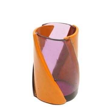 Twirl Vase - Clear Lilac And Matt Pumpkin by corsi design