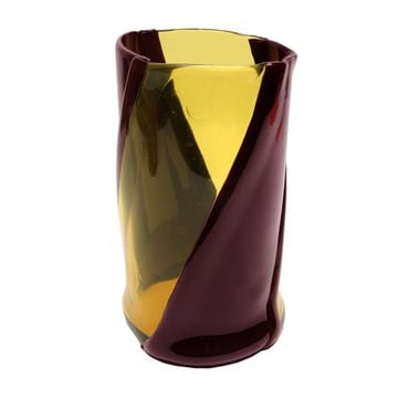 Twirl Vase - Clear Yellow And Matt Aubergine by corsi design