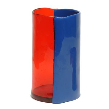 Two Lines Vase - Clear Red And Matt Dark Lavender by corsi design
