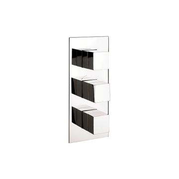 Water Square 3 Outlet 3 Handle Thermostatic Shower Valve & Trimset Chrome by Crosswater