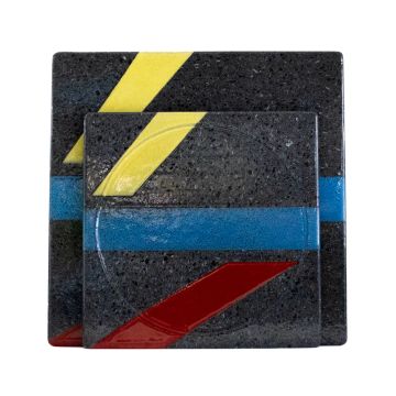 Piatto Design “Sentieri” in Pietra Lavica (22×22 cm) by Cuore Lavico - view 4