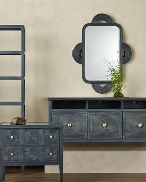 Santos Vintage Navy Rectangular Mirror by Currey and Company - view 6