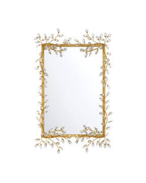 Forget-Me-Not Gold Rectangular Mirror by Currey and Company