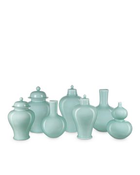 Celadon Double Gourd Green Vase by Currey and Company - view 4