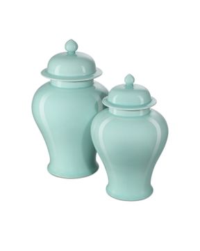 Celadon Small Green Temple Jar by Currey and Company - view 3