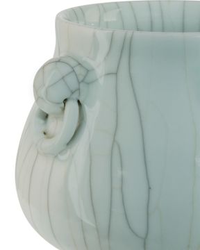 Celadon Crackle Basket Planter by Currey and Company - view 2