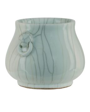 Celadon Crackle Basket Planter by Currey and Company - view 4