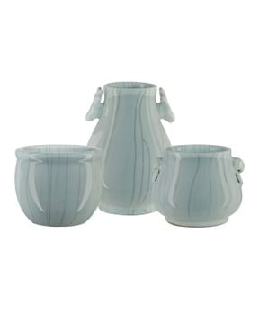 Celadon Crackle Round Planter by Currey and Company - view 4