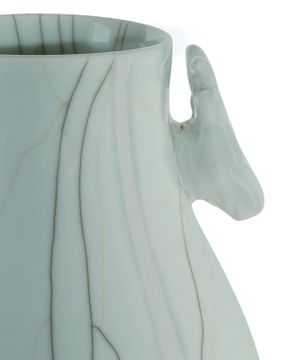 Celadon Crackle Deer Heads Vase by Currey and Company - view 2