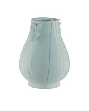 Celadon Crackle Deer Heads Vase by Currey and Company - view 4