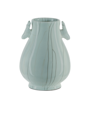 Celadon Crackle Deer Heads Vase by Currey and Company
