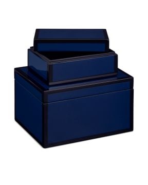 Navy Lacquer Box Set of 2 by Currey and Company - view 5