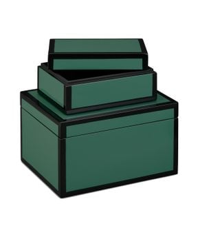 Green Lacquer Box Set of 2 by Currey and Company - view 5
