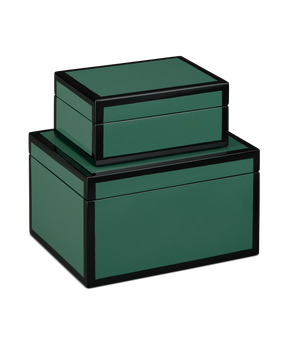 Green Lacquer Box Set of 2 by Currey and Company