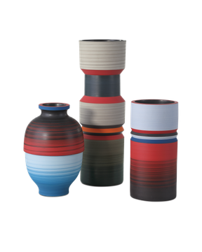 Happy 80's Black, Blue, Red & Orange Vase Set of 3 by Currey and Company