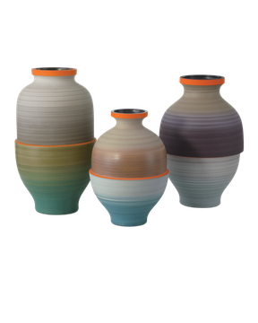Happy 80's Gray, Beige, Orange & Blue Vase Set of 3 by Currey and Company