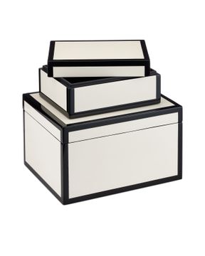 Ivory Lacquer Box Set of 2 by Currey and Company - view 5