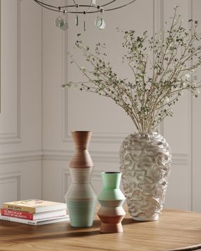 Happy 80's Brown & Pale Blue Vase Set of 2 by Currey and Company - view 9