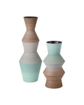 Happy 80's Brown & Pale Blue Vase Set of 2 by Currey and Company