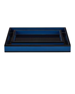 Navy Lacquer Tray Set of 2 by Currey and Company - view 3
