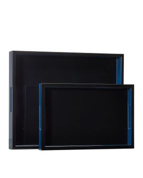 Navy Lacquer Tray Set of 2 by Currey and Company - view 4
