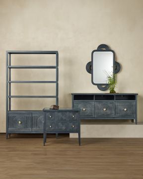 Santos Vintage Navy Rectangular Cabinet by Currey and Company - view 9