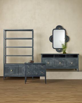 Santos Vintage Navy Storage Etagere by Currey and Company - view 7
