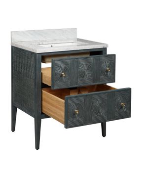 Santos 28" Vintage Navy Vanity with Rectangular Undermount Sink by Currey and Company - view 4