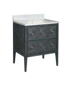 Santos 28" Vintage Navy Vanity with Rectangular Undermount Sink by Currey and Company - view 6