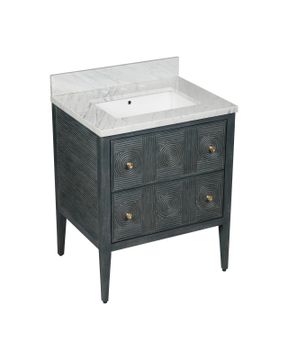 Santos 28" Vintage Navy Vanity with Rectangular Undermount Sink by Currey and Company - view 7