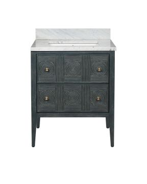 Santos 28" Vintage Navy Vanity with Rectangular Undermount Sink by Currey and Company - view 8