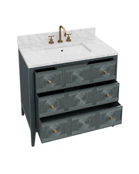 Santos 36" Vintage Navy Vanity with Rectangular Undermount Sink by Currey and Company - view 3