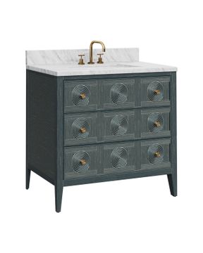 Santos 36" Vintage Navy Vanity with Rectangular Undermount Sink by Currey and Company - view 8