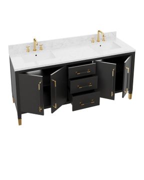 Verona 72" Black Vanity with Rectangular Undermount Sink by Currey and Company - view 4