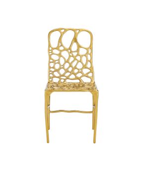 Honeycomb Gold Side Chair by Currey and Company - view 3