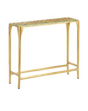 Honeycomb Gold Console Table by Currey and Company