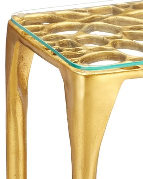 Honeycomb Gold Console Table by Currey and Company - view 2
