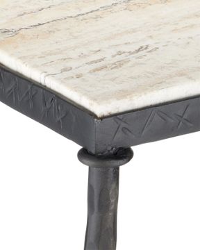 Agora White Travertine Side Table by Currey and Company - view 2