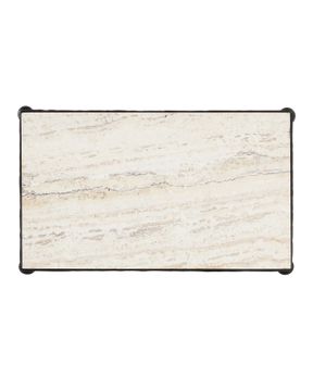 Agora White Travertine Side Table by Currey and Company - view 4