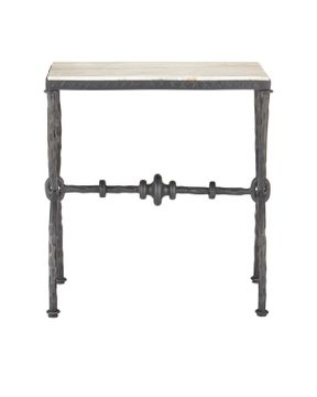 Agora White Travertine Side Table by Currey and Company - view 5