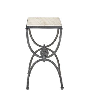 Agora White Travertine Side Table by Currey and Company - view 6