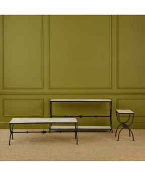 Agora White Travertine Side Table by Currey and Company - view 7