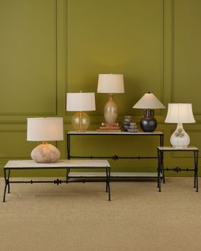 Agora White Travertine Side Table by Currey and Company - view 8