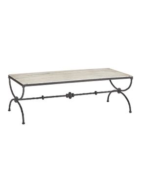Agora White Travertine Cocktail Table by Currey and Company