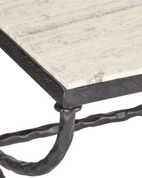 Agora White Travertine Cocktail Table by Currey and Company - view 2
