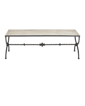 Agora White Travertine Cocktail Table by Currey and Company - view 4