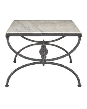 Agora White Travertine Cocktail Table by Currey and Company - view 5